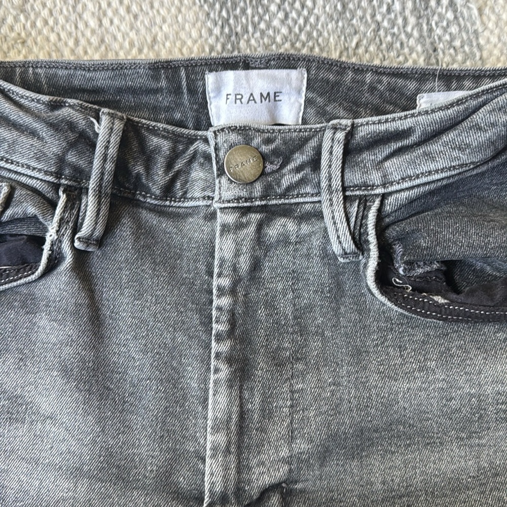 Frame Le One Crop Mini Boot Gray Denim Jeans - Picture 4 of 5